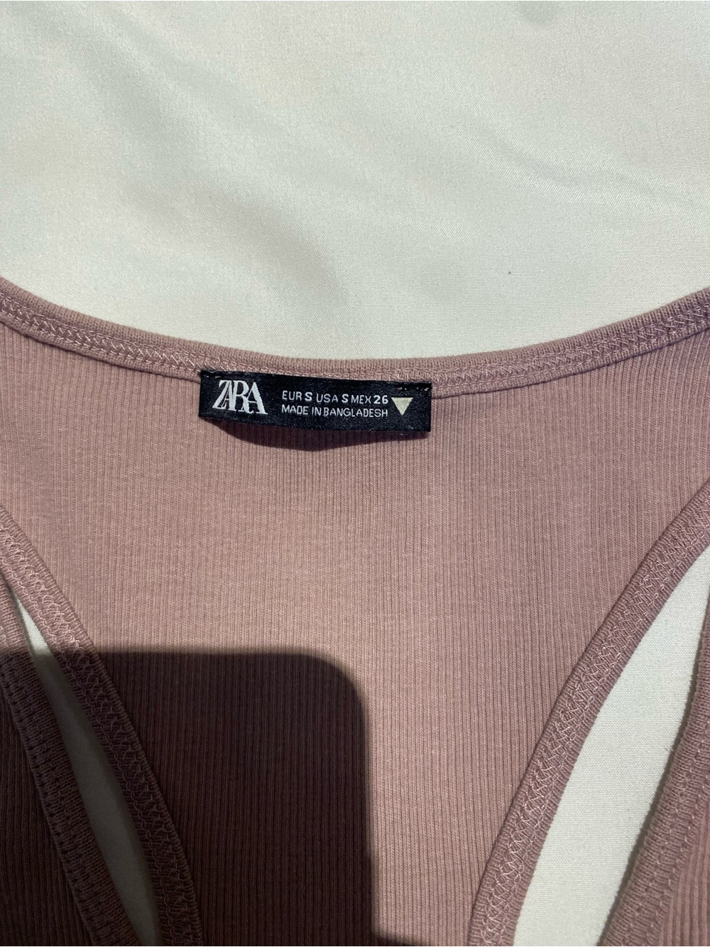ZARA Mauve Ribbed Racerback Crop Top - Picture 3 of 3